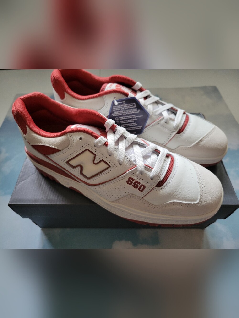 MENS 9.5 NEW BALANCE 550 Terracotta White Red Shoes Sneakers
